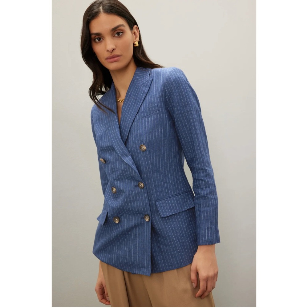 Lauren Ralph Lauren Striped Blue Blazer with Gold Buttons